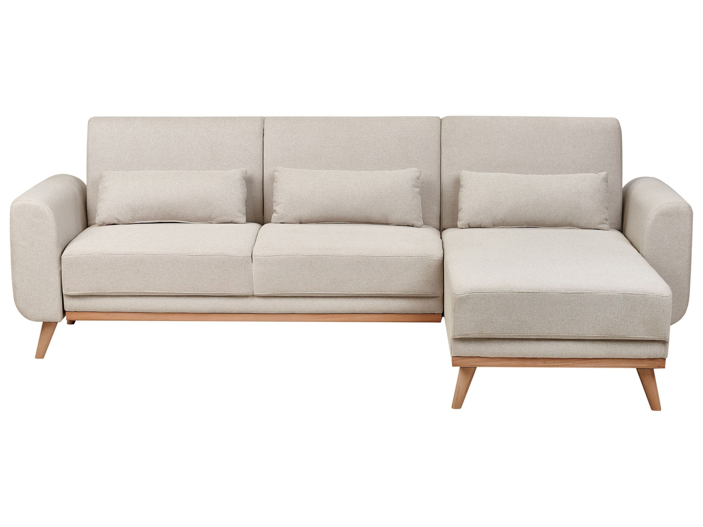 3-Sitzer Ecksofa Stoff hellbeige linksseitig mit Schlaffunktion OLLSTA