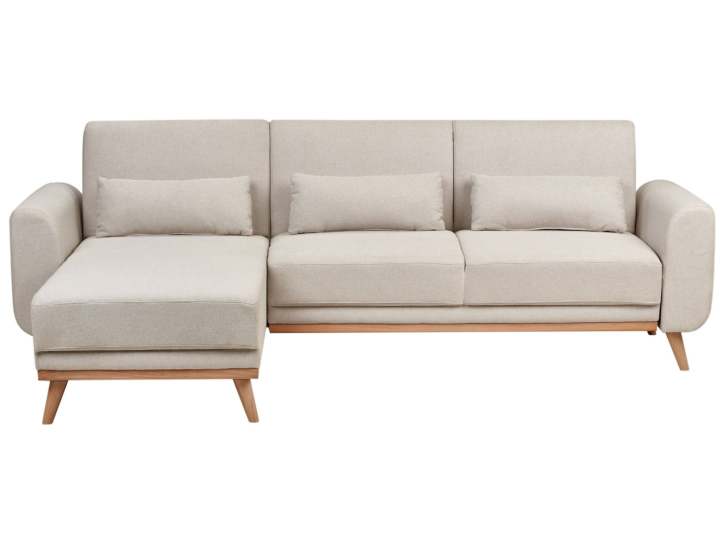 3-Sitzer Ecksofa Stoff hellbeige rechtsseitig mit Schlaffunktion OLLSTA