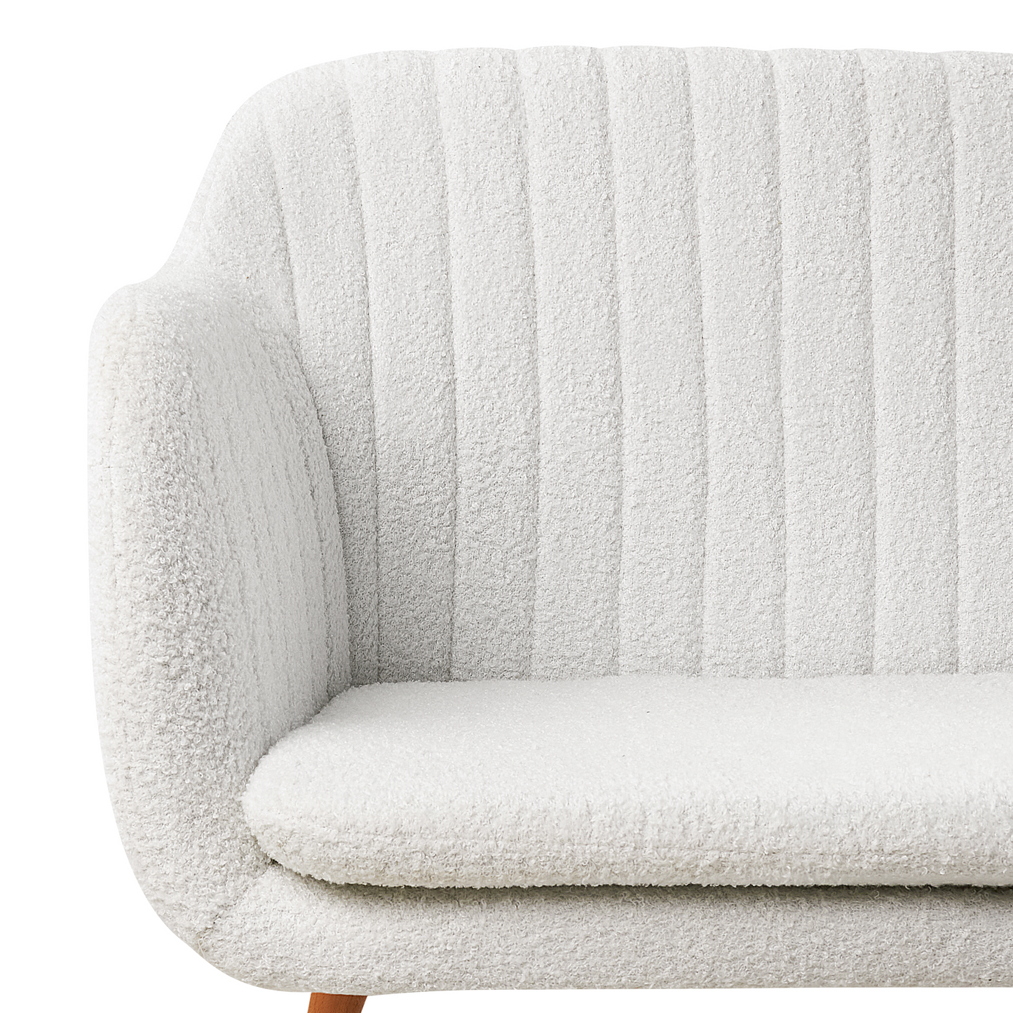2-Sitzer Küchensofa Bouclé cremeweiss / heller Holzfarbton TABY