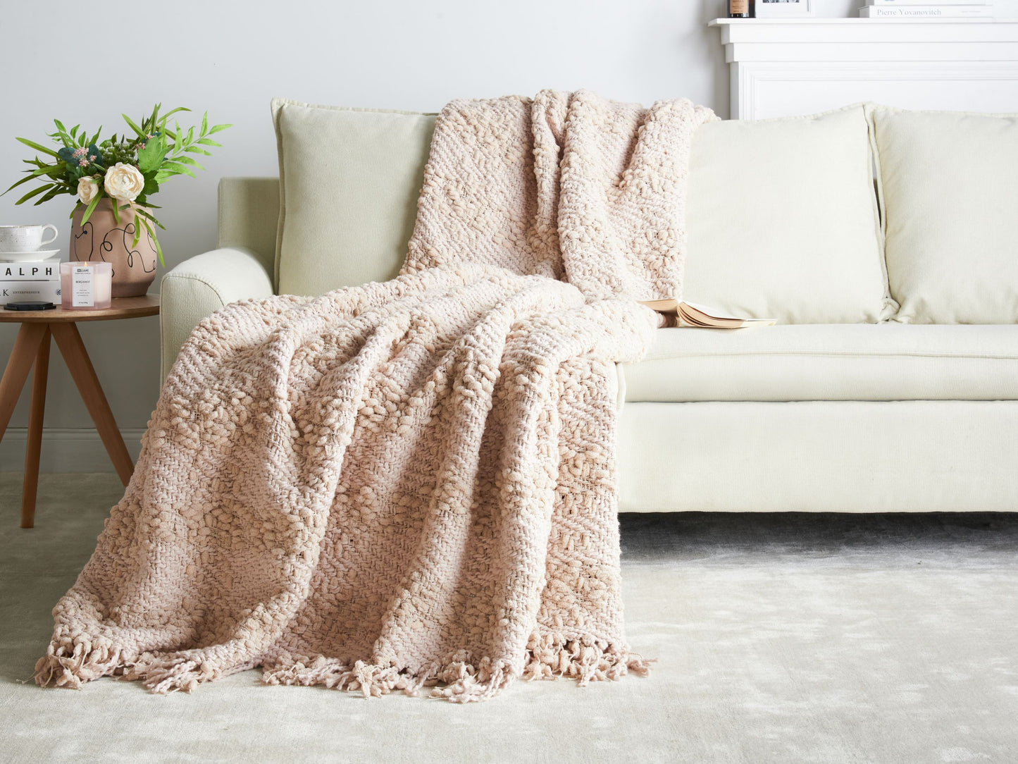 Kuscheldecke VELLA Baumwolle 200 x 220 cm Pastellrosa