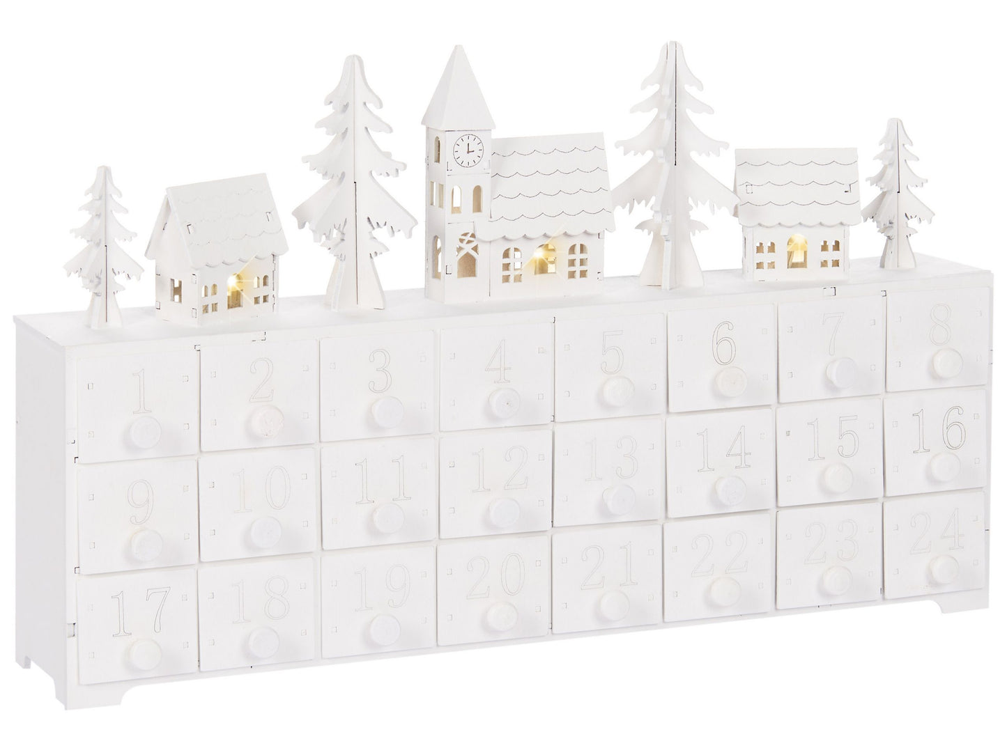 Adventskalender LED weiss Weihnachtsdorf MUONIO
