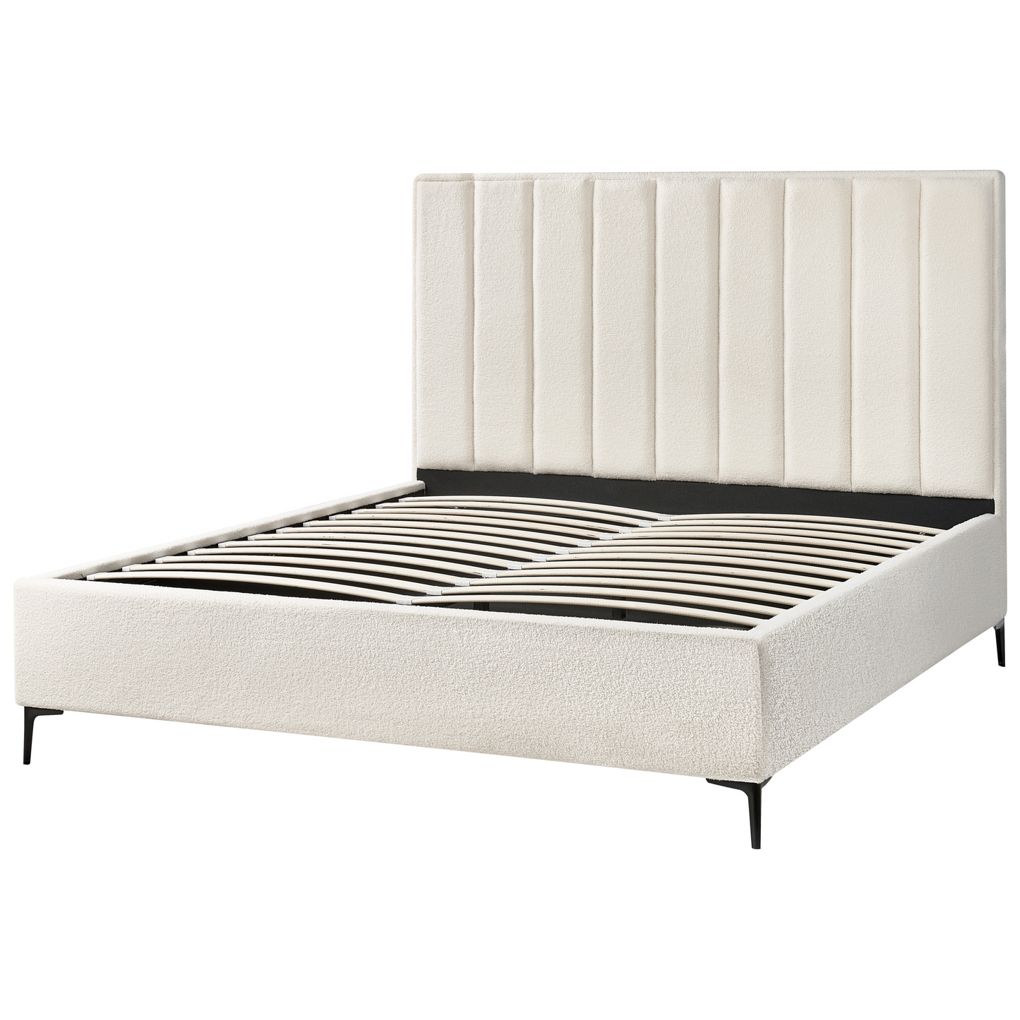 Schlafzimmer Set Bouclé SEZANNE 180 x 200 cm Cremeweiss