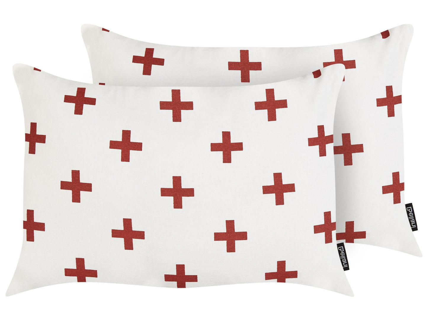 Dekokissen 2er Set VELLEIA Baumwolle 50 x 35 cm Weiss Geometrisches Muster