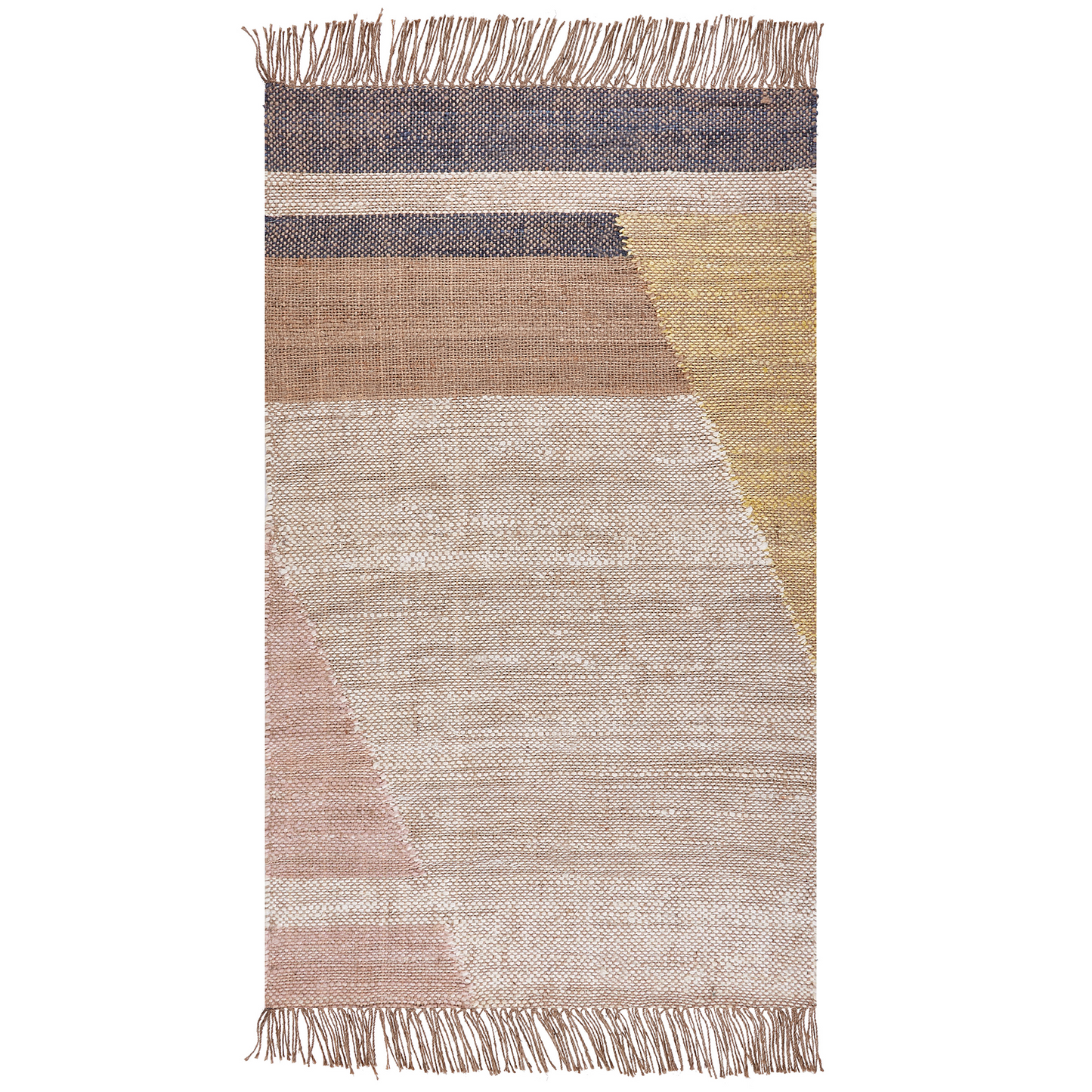 Teppich Jute braun 80 x 150 cm geometrisches Muster Kurzflor SAMLAR