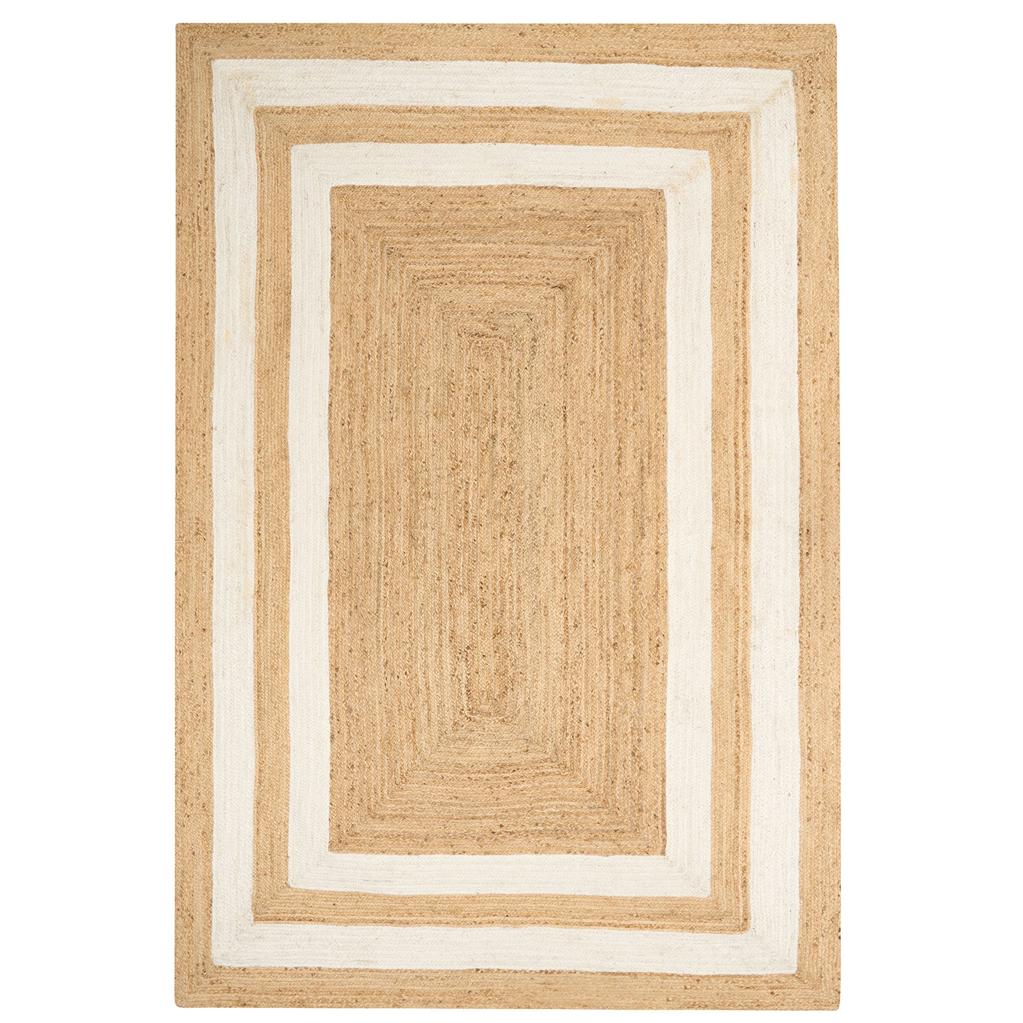 Teppich Jute beige 160 x 230 cm geometrisches Muster Kurzflor GEMEREK