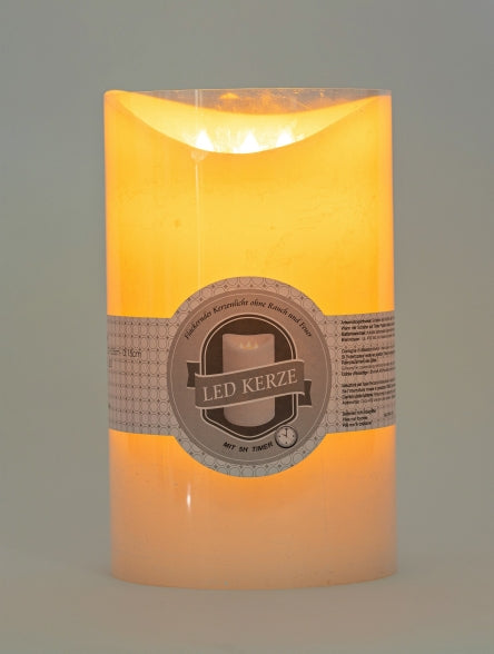 Bougie en cire LED blanche rustique avec 3 flammes mobiles
 P:15cm - H:25cm