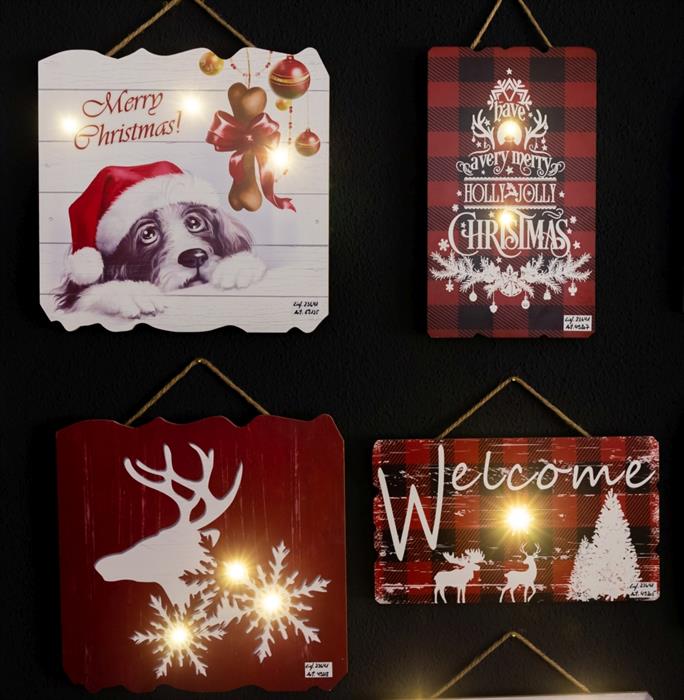 LED Bild aus Holz "Welcome"
mit 1 LED
mit Kordel zum Hängen
L:2.4cm B:40cm H:23cm