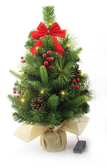 Sapin de Noël LED avec 15 LED
Guirlande lumineuse dans un pot en jute
enveloppé D:25cm H:50cm