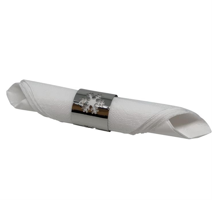 Rond de serviette lot de 4 flocons de neige
D:38mm acier inoxydable argent