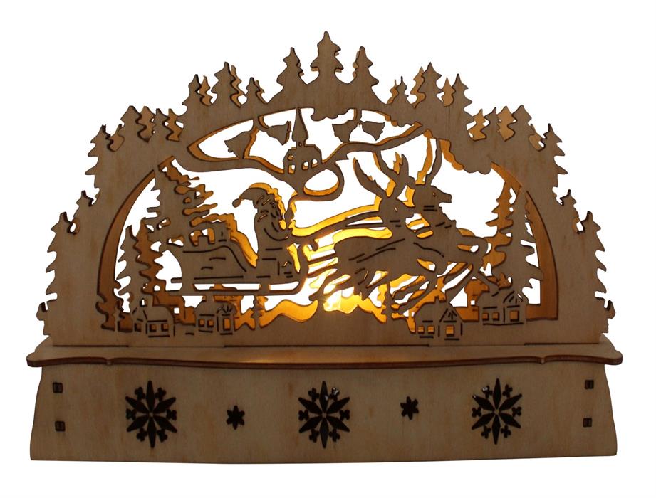 Foresta decorativa a LED in legno
con motivo Babbo Natale 1 LED
L: 15 cm A: 10,5 cm