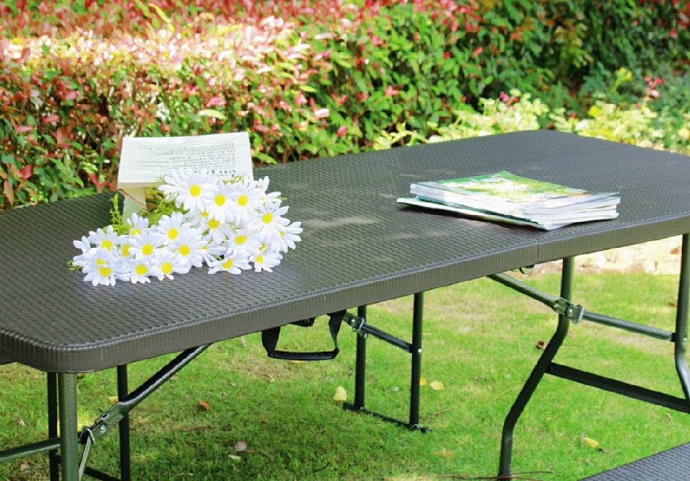 Festbank Garnitur klappbar Kunststoff Rattan Optik in der Farbe anthrazit