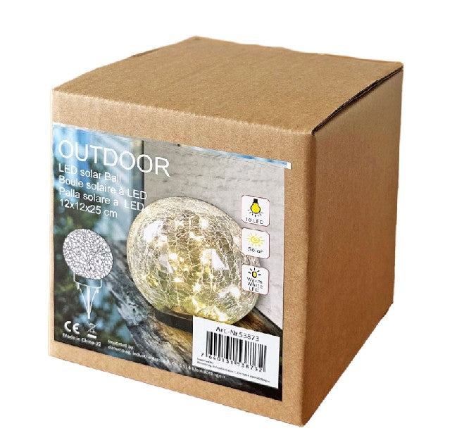 LED Solar  Leuchte Crackle Ball 
mit 10 LED warm weisses Licht