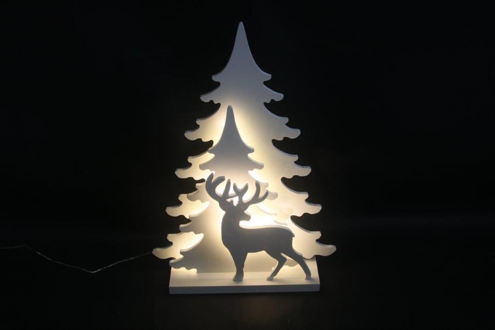 LED Deko-Aufsteller mit 36 LED H:70cm
Motive: Tanne und Rentier
Farbe: Weiss