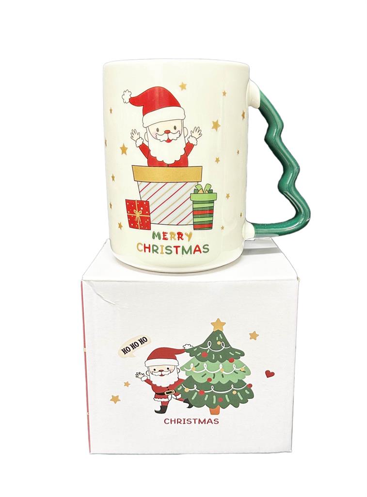Xmas Tasse weiss mit Weihnachtsbaumhenkel H10cm