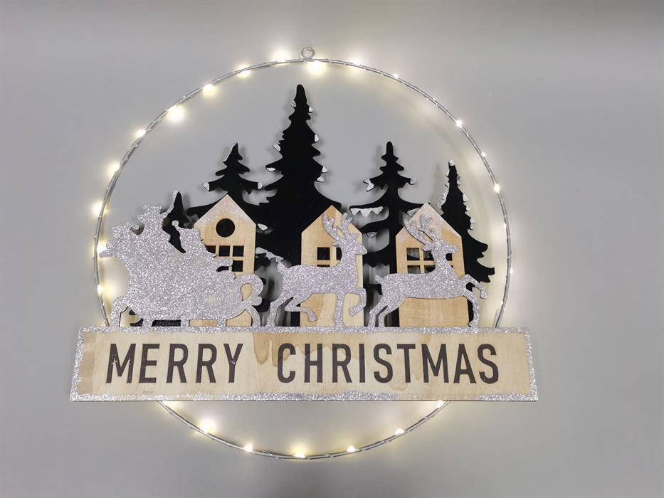 Lampadario a LED con struttura in metallo
30 LED con D:40cm
Villaggio di NATALE
Luce bianca calda