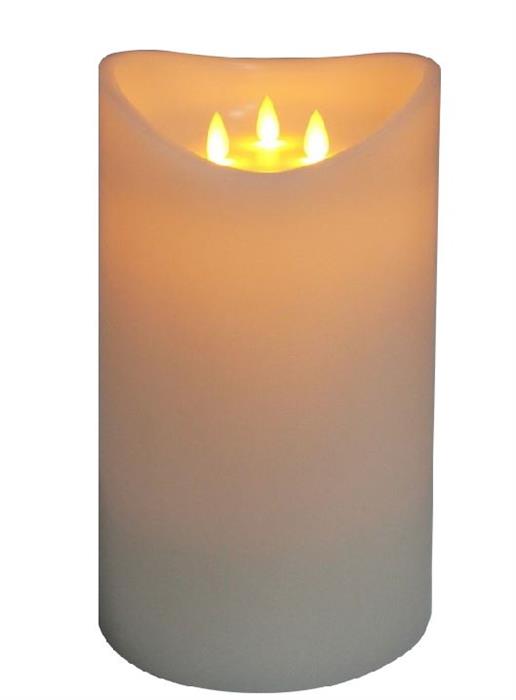 Bougie en cire LED blanche rustique avec 3 flammes mobiles
 P:15cm - H:25cm