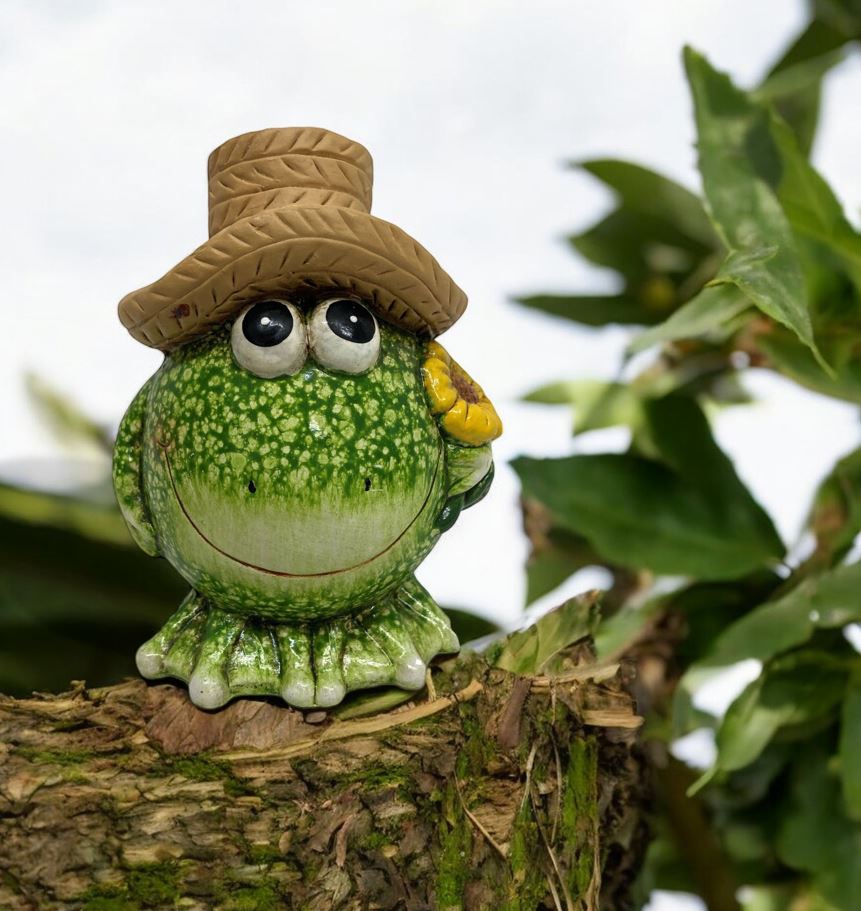 Deko Frosch
mit Hut und Blume
7 x 5.8 x 8.5cm