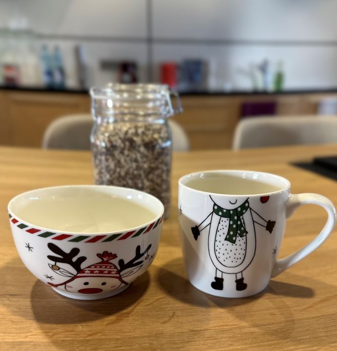Tasse und Schüssel 2er Set Xmas weiss Motiv Elch
