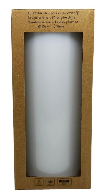 LED Solar Kerze Kunststoff
Outdoor wasserdicht IP44
D:10cm - H:25cm
Farbe weiss