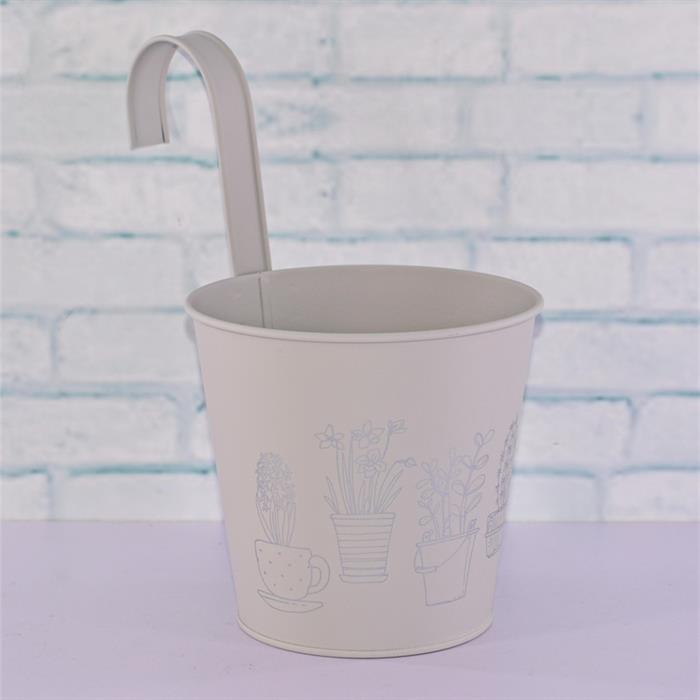 Übertopf aus Metall mit
abnehmbaren Haken
Farbe: Grau
H:14.5cm D:16cm