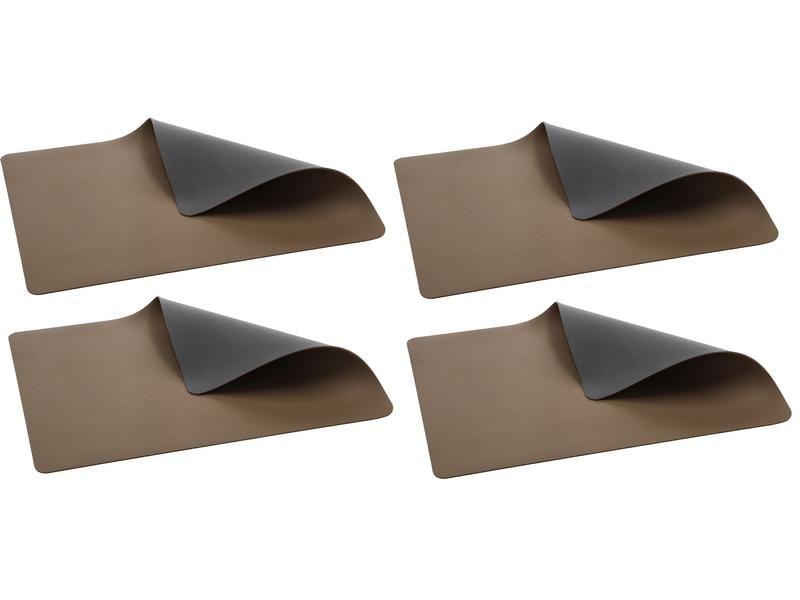 Set de table Bitz 33 cm x 46 cm, lot de 4, marron foncé/gris
