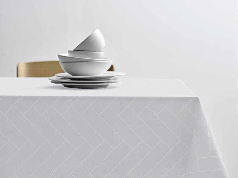 Södahl Tischdecke Tiles Damask Rund, Ø 160 cm, Weiss