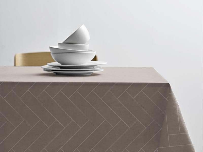 Södahl Tischdecke Tiles Damask Rund, Ø 160 cm, Taupe