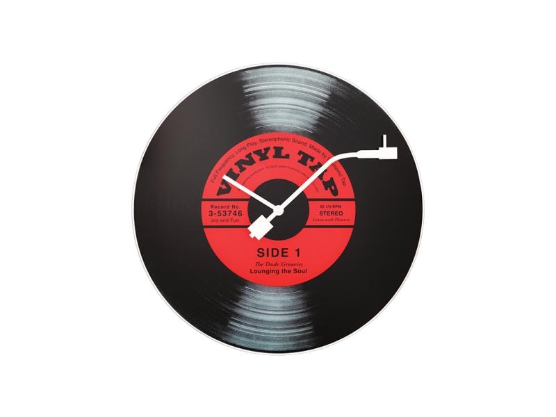 NeXtime Wanduhr Vinyl Tap Ø 43 cm Schwarz/Rot