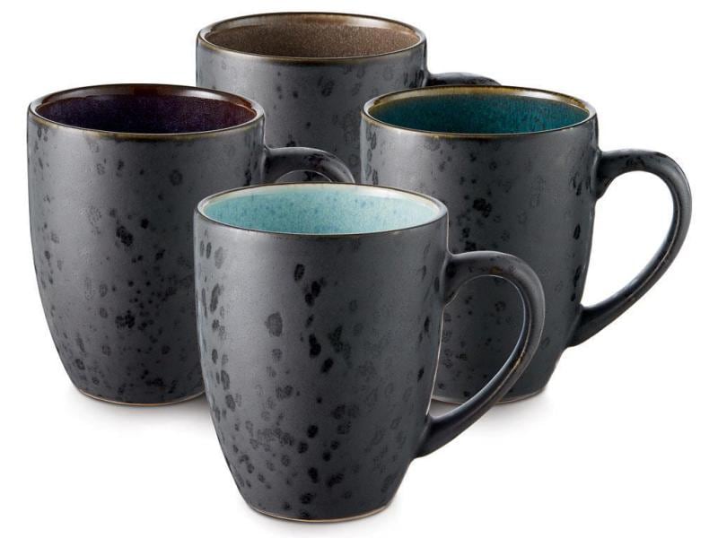 Bitz tazze da caffè 300 ml, set da 4, nero/multicolore