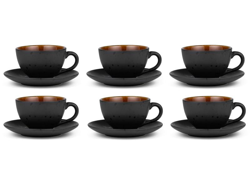 Bitz tazze da caffè 240 ml, confezione da 6, marrone/nero