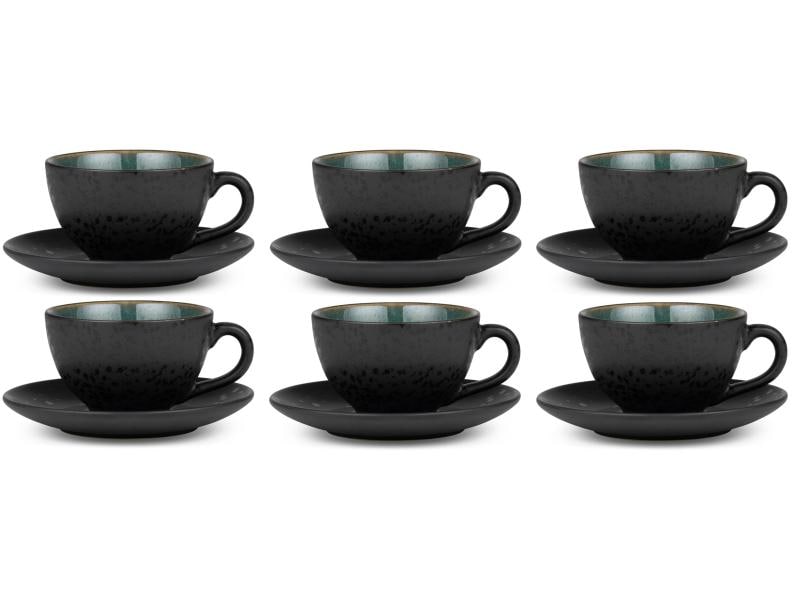 Bitz tazze da caffè 240 ml, confezione da 6, verde/nero