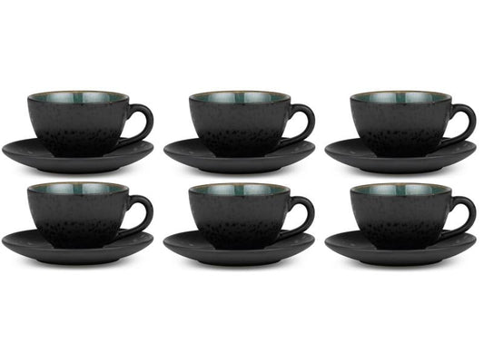 Tasses à café Bitz 240 ml, lot de 6, vert/noir