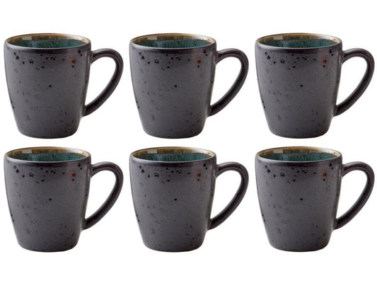 Tasses à café Bitz 190 ml, lot de 6, vert/noir