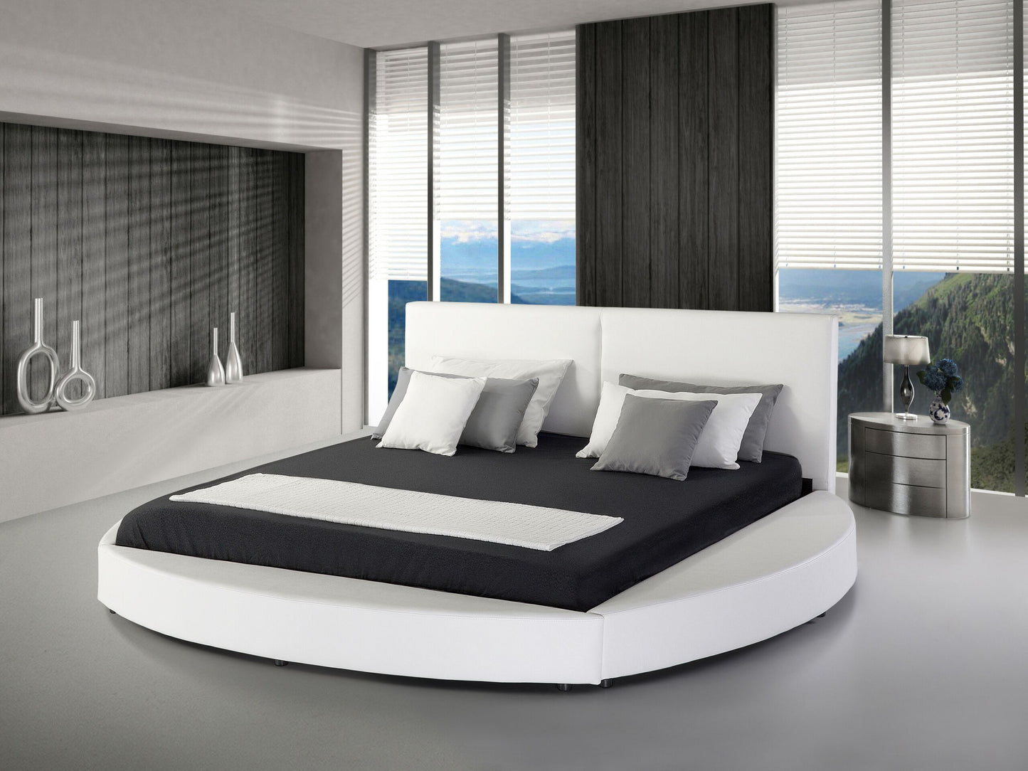 Lederbett weiss Lattenrost 180 x 200 cm LAVAL