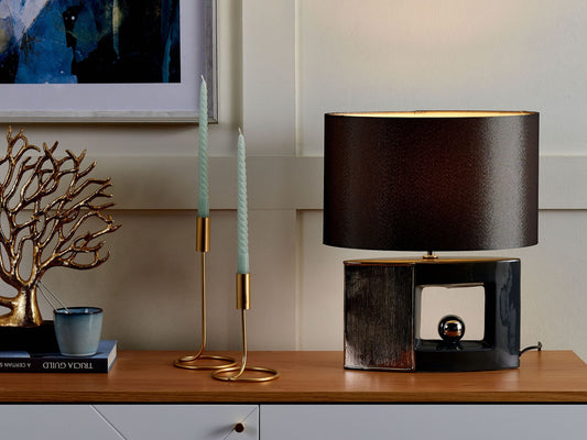 Tischleuchte DUERO Porzellan Dunkelgrau