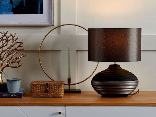 Tischleuchte LIMA Porzellan Dunkelgrau