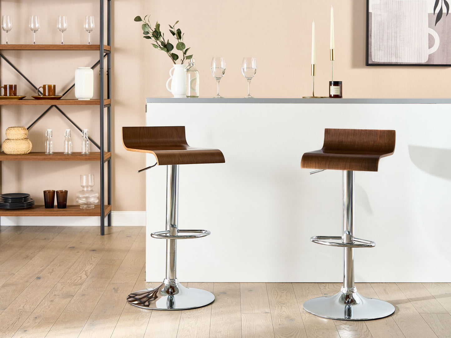 Barhocker 2er Set Dunkler Holzfarbton VALENCIA