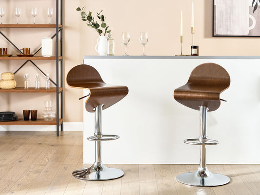 Barhocker 2er Set Dunkler Holzfarbton LIVERPOOL