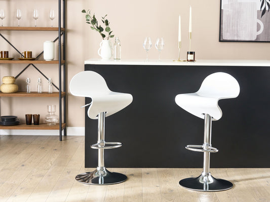 Barhocker weiss höhenverstellbar 2er Set LIVERPOOL