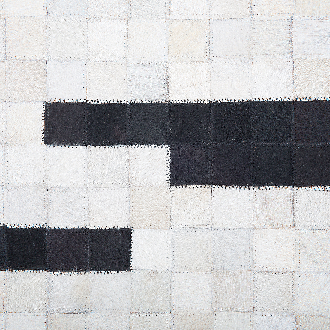 Teppich Leder schwarz / beige 160 x 230 cm Kurzflor BOLU