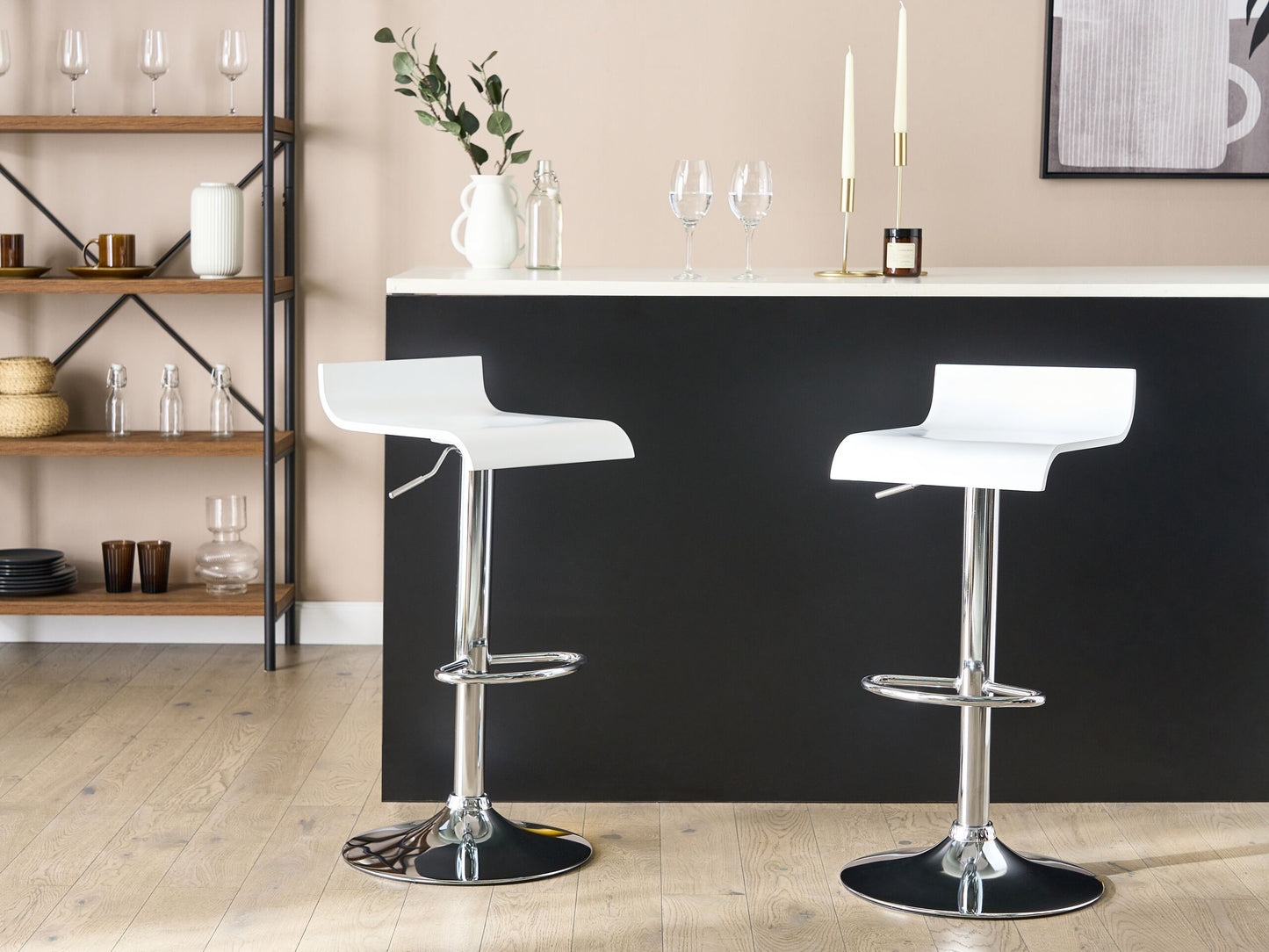 Set mit 2 Barstühlen VALENCIA drehbar Weiss