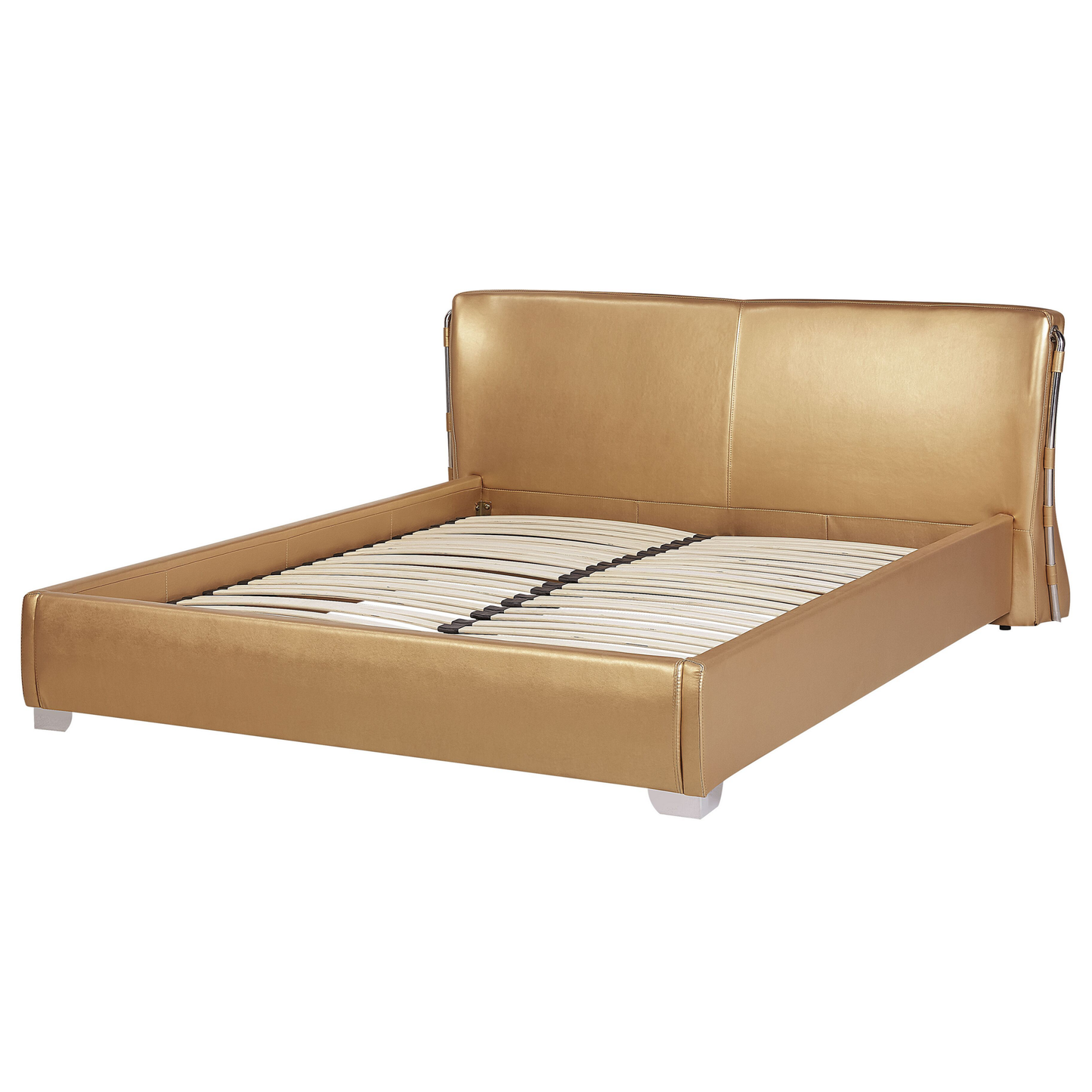 Bett mit Lattenrost Echtleder PARIS 180 x 200 cm Gold