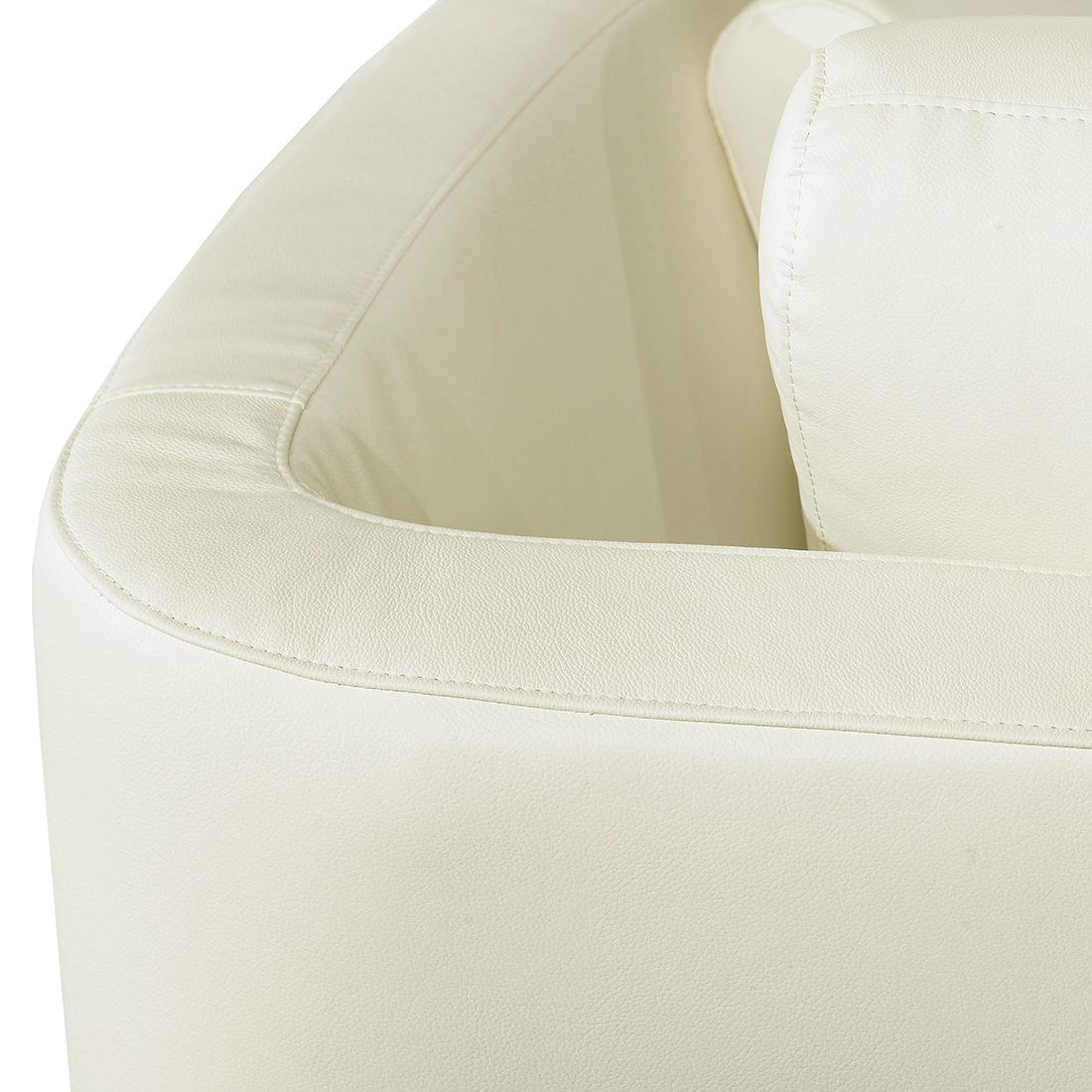 7-Sitzer Sofa Leder creme halbrund mit Ottomane ROTUNDE