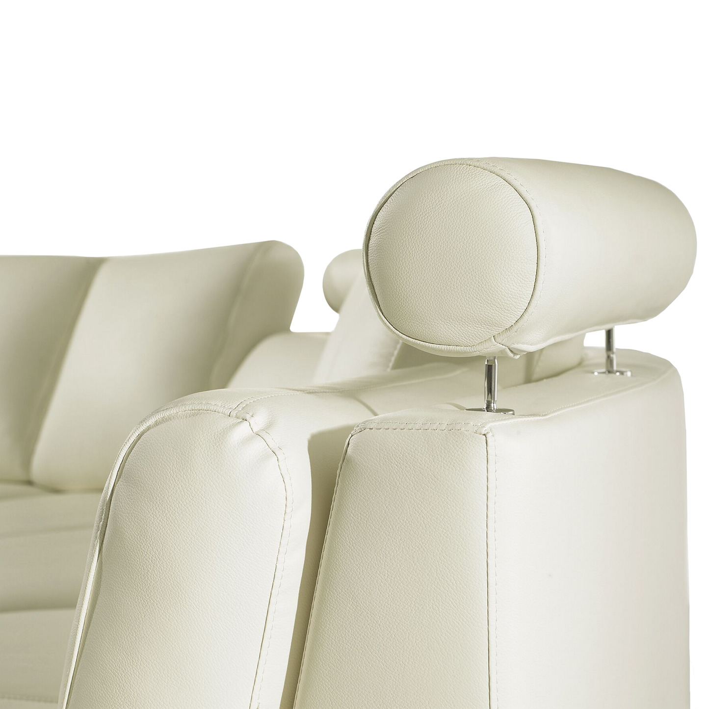7-Sitzer Sofa Leder creme halbrund mit Ottomane ROTUNDE