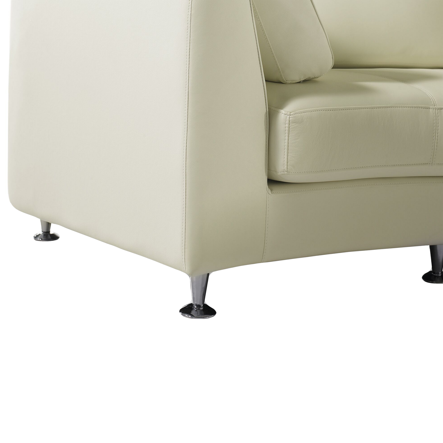 7-Sitzer Sofa Leder creme halbrund mit Ottomane ROTUNDE