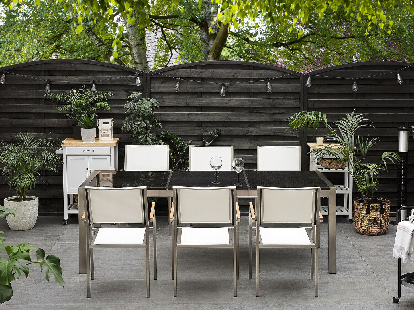 Gartentisch GROSSETO 220 cm 100 cm Polierter Granit Grau