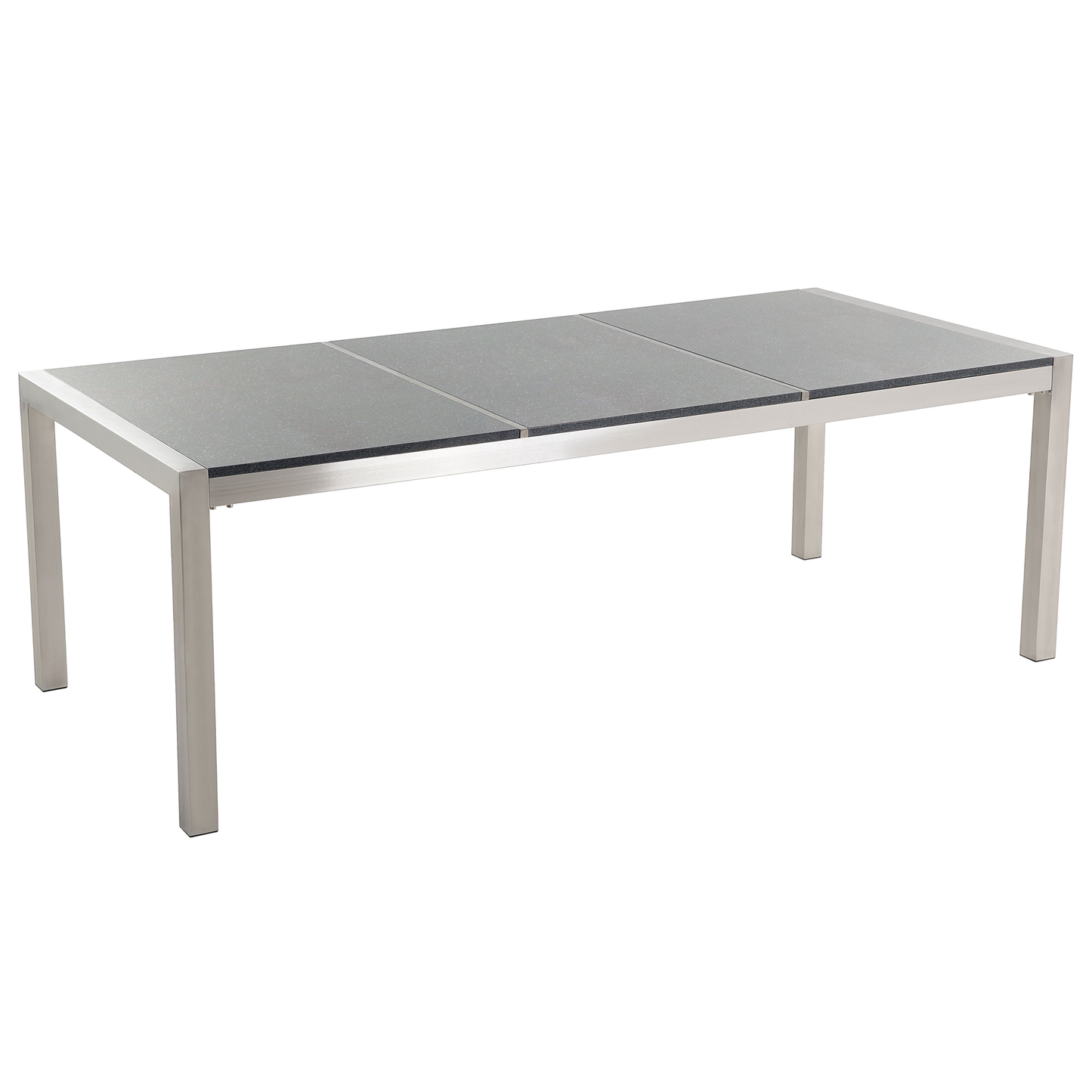 Gartenmöbel Set 8-Sitzer GROSSETO Dreifachplatte Granit Polierter Grau / Weiss