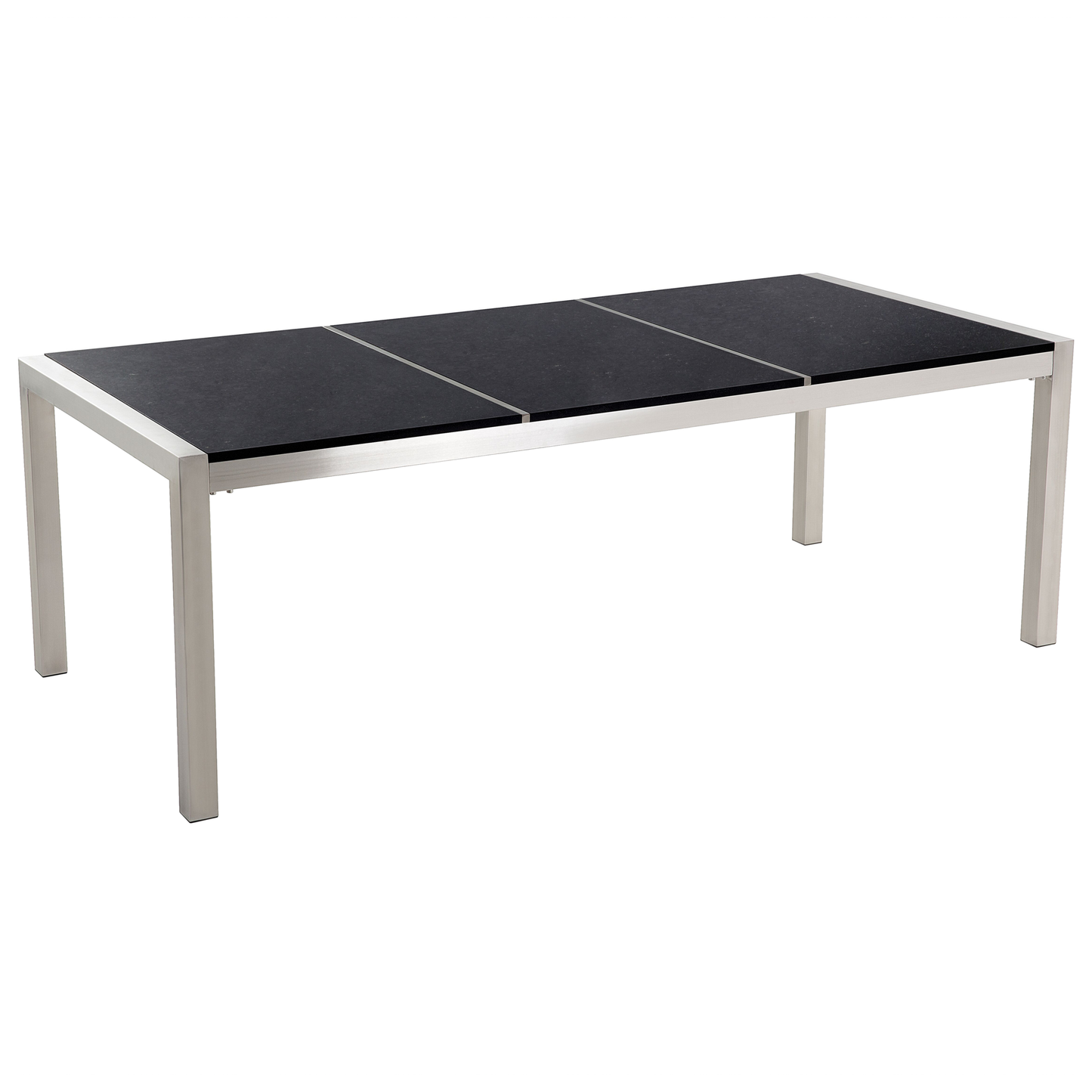 Gartenmöbel Set 8-Sitzer GROSSETO Dreifachplatte Granit Polierter Schwarz / Beige