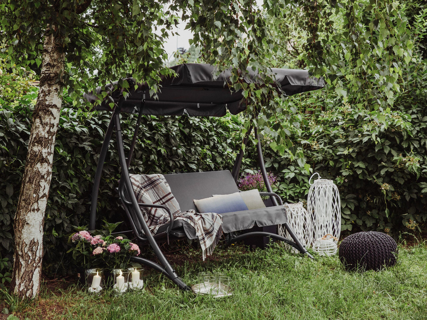 Hollywoodschaukel TEMPLE Metall Dunkelgrau