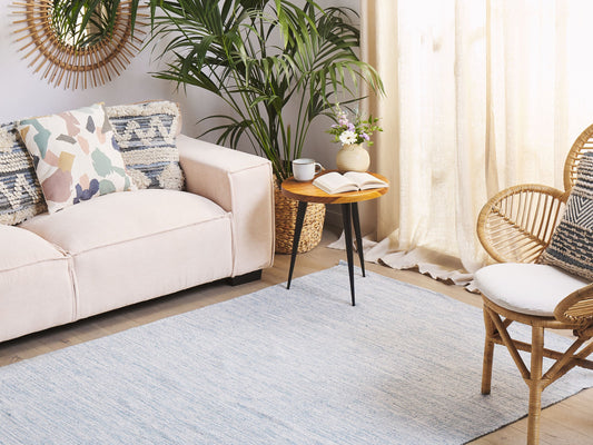 Teppich Baumwolle hellblau 160 x 230 cm Kurzflor DERINCE